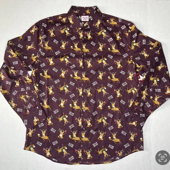 North Pole Trading Co. Button Up Christmas Polo Size Large. Brew dolph - Picture 5 of 8